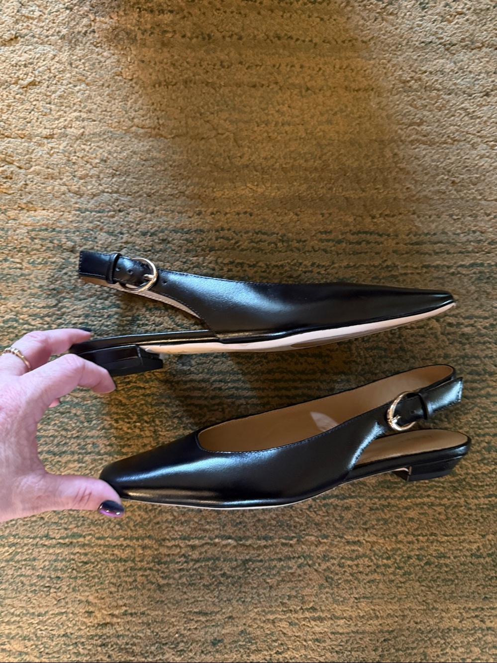 Women’s Black Slingback Square-Toe Flats size 6 Quince nwot - Picture 4 of 7